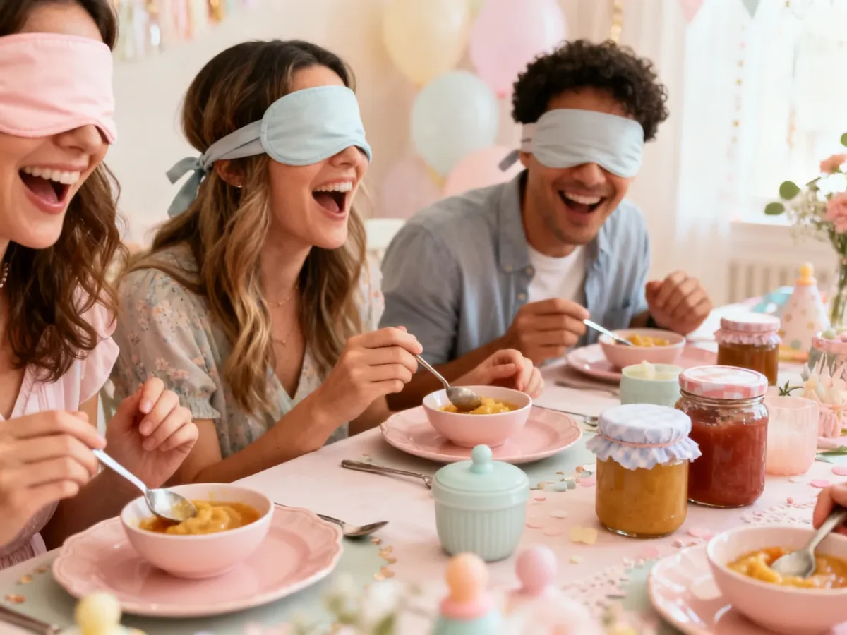 Degustacja dań dla niemowląt w ciemno podczas baby shower